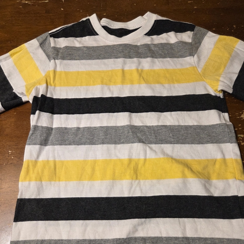 Wonder Nation Yellow and Gray Striped Tee